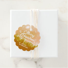 Gold White Peaceful Snow Forest Nieuwjaar Bedankjes Labels