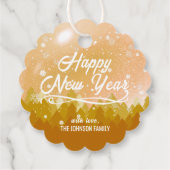 Gold White Peaceful Snow Forest Nieuwjaar Bedankjes Labels (Achterkant)