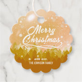 Gold White Peaceful Snow Forest Nieuwjaar Bedankjes Labels (Voorkant)