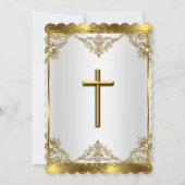 Gold White Pearl Cross Baptisme 2 Kaart (Achterkant)