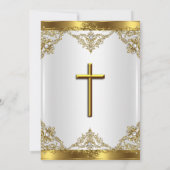 Gold White Pearl Damask Cross Baptisme Christening Kaart (Achterkant)