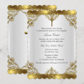 Gold White Pearl Damask Cross Baptisme Christening Kaart (Voorkant / Achterkant)