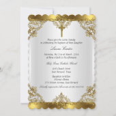Gold White Pearl Damask Cross Baptisme Christening Kaart (Voorkant)