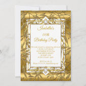 Gold White Pearl Damask Floral Birthday Party Kaart (Voorkant)