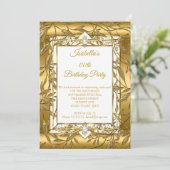 Gold White Pearl Damask Floral Birthday Party Kaart (Staand voorkant)