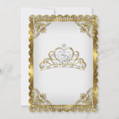 Gold White Pearl Lace Damask Tiara Birthday Party Kaart (Achterkant)