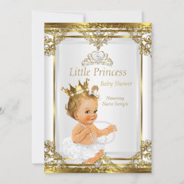 Gold White Pearl Princess Baby shower Blonde Baby Kaart