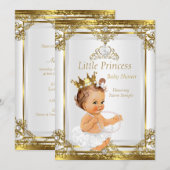 Gold White Pearl Princess Baby shower Brunette Kaart (Voorkant / Achterkant)