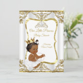 Gold White Pearl Princess Baby shower Ethnic Kaart (Staand voorkant)