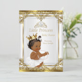 Gold White Pearl Princess Baby shower Ethnic Kaart (Staand voorkant)