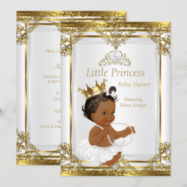 Gold White Pearl Princess Baby shower Ethnic Kaart