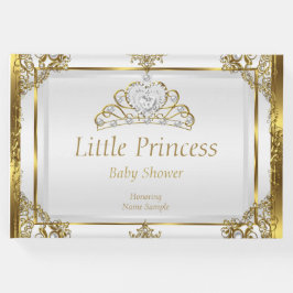 Gold White Pearl Princess Baby shower Gastenboek