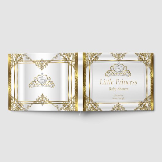 Gold White Pearl Princess Baby shower Gastenboek (Volledig)