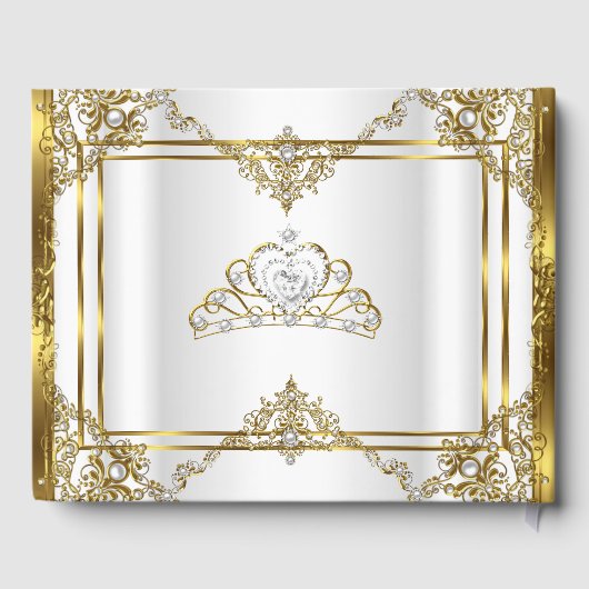 Gold White Pearl Princess Baby shower Gastenboek (Achterkant)
