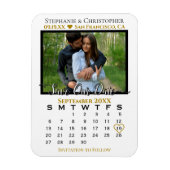 Gold & White Photo Calendar Save Our Date Wedding Magneet (Verticaal)