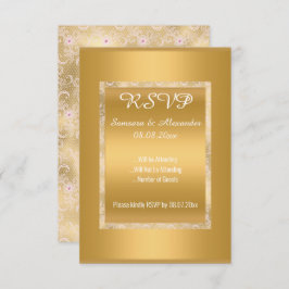 Gold White Pink Simple All Occassion RSVP Kaart