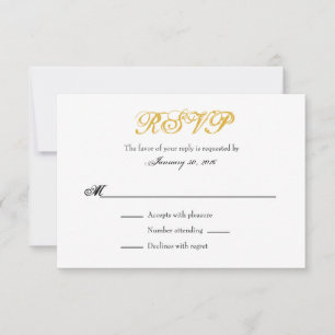 Gold White Plain Simple Wedding RSVP-kaarten RSVP Kaartje