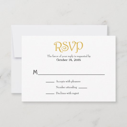 Gold White Plain Simple Wedding RSVP-kaarten RSVP Kaartje (Voorkant)