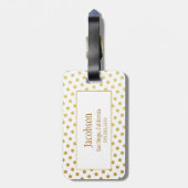 Gold & White Polka Dot Monogram Bagagelabel (Achterkant verticaal)