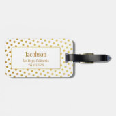 Gold & White Polka Dot Monogram Bagagelabel (Achterkant horizontaal)
