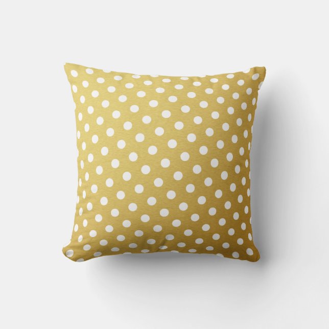 Gold & White Polka Dot Pattern Sierkussennen Kussen (Voorkant)