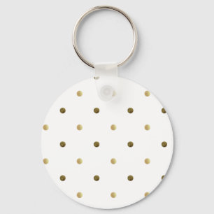 Gold White Polka Dots Golden Stippen op wit Sleutelhanger