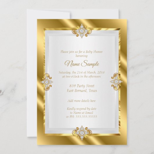 Gold White Princess Baby shower Brunette Kaart (Achterkant)