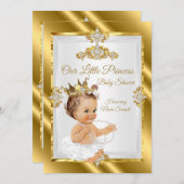 Gold White Princess Baby shower Brunette Kaart (Voorkant / Achterkant)