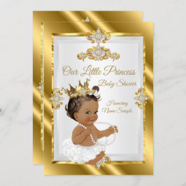 Gold White Princess Baby shower Ethnic Kaart