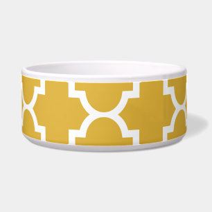 Gold White Quatrefoil Moroccan Pattern Voerbakje