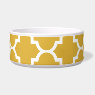 Gold White Quatrefoil Moroccan Pattern Voerbakje