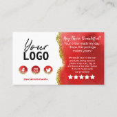 Gold White Red Glitter Agate Hartelijk dank voor u Visitekaartje (Achterkant)