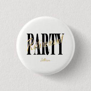 Gold & White Retirement Party Favor Ronde Button 3,2 Cm