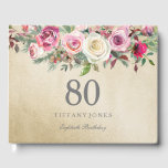 Gold White Rose Floral 80th Birthday Guest Book Gastenboek<br><div class="desc">Gold White Rose Floral 80th Birthday Guest Book For matching set see Niche and Nest Store</div>