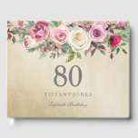 Gold White Rose Floral 80th Birthday Guest Book Gastenboek<br><div class="desc">Gold White Rose Floral 80th Birthday Guest Book For matching set see Niche and Nest Store</div>