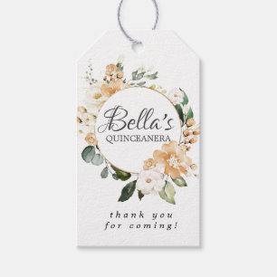 Gold White Rose Floral Quinceanera Favor Cadeaulabel