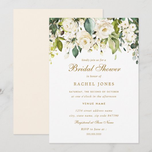 Gold White Rose Vrijgezellenfeest Kaart (Voorkant / Achterkant)