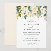 Gold White Rose Wedding Kaart (Voorkant / Achterkant)