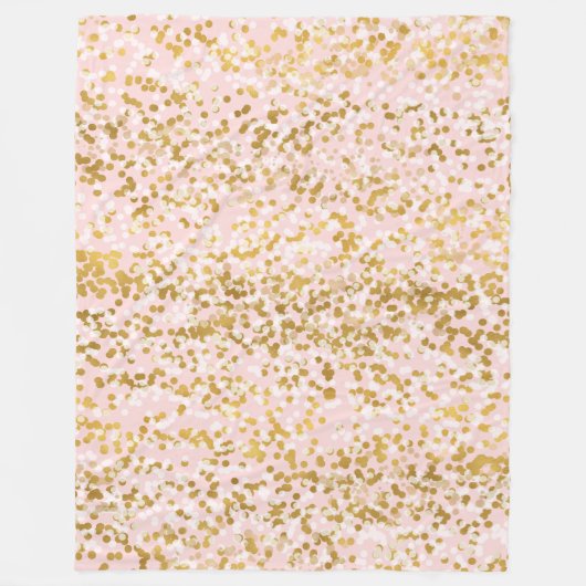Gold White Roze Confetti Fleece Deken (Voorkant)