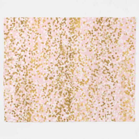 Gold White Roze Confetti Fleece Deken (Voorkant (Horizontaal))