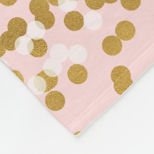 Gold White Roze Confetti Fleece Deken (Hoek)