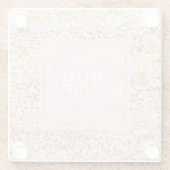 Gold White Roze Confetti Glazen Onderzetter (Achterkant)