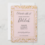 Gold White Roze Confetti Kaart (Voorkant)