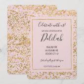 Gold White Roze Confetti Kaart (Voorkant / Achterkant)