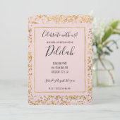 Gold White Roze Confetti Kaart (Staand voorkant)