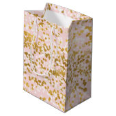 Gold White Roze Confetti Medium Cadeauzakje (Achterkant Gekanteld)