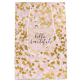 Gold White Roze Confetti Medium Cadeauzakje (Voorkant)