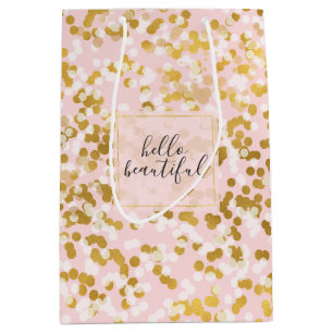 Gold White Roze Confetti Medium Cadeauzakje
