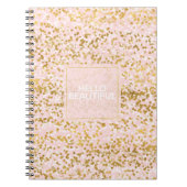 Gold White Roze Confetti Notitieboek (Voorkant)
