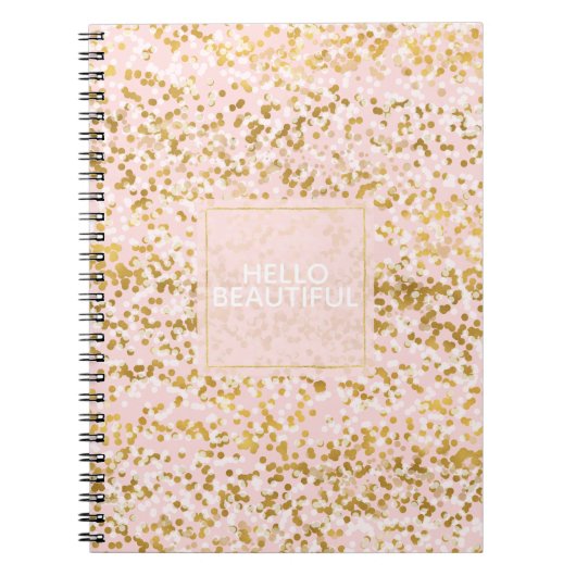 Gold White Roze Confetti Notitieboek (Voorkant)